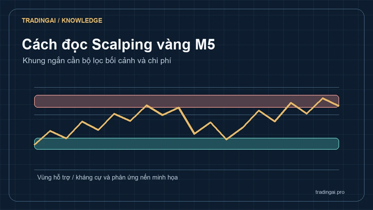 Sơ đồ chỉ báo scalping vàng M5 trong bối cảnh H1 trước khi đọc phản ứng giá