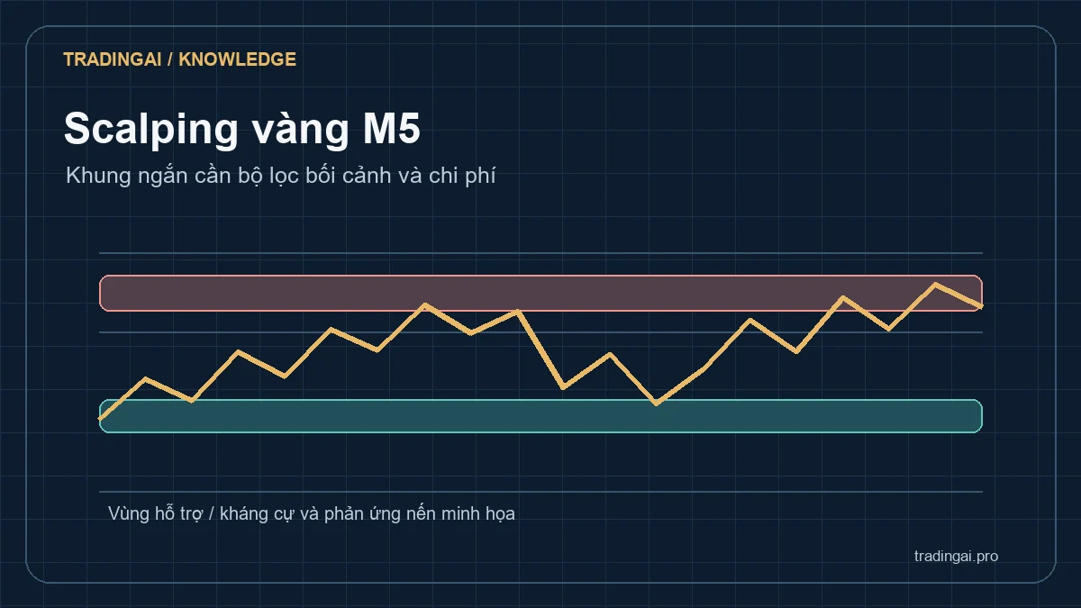 Minh họa bối cảnh H1 và khung M5 khi scalping vàng