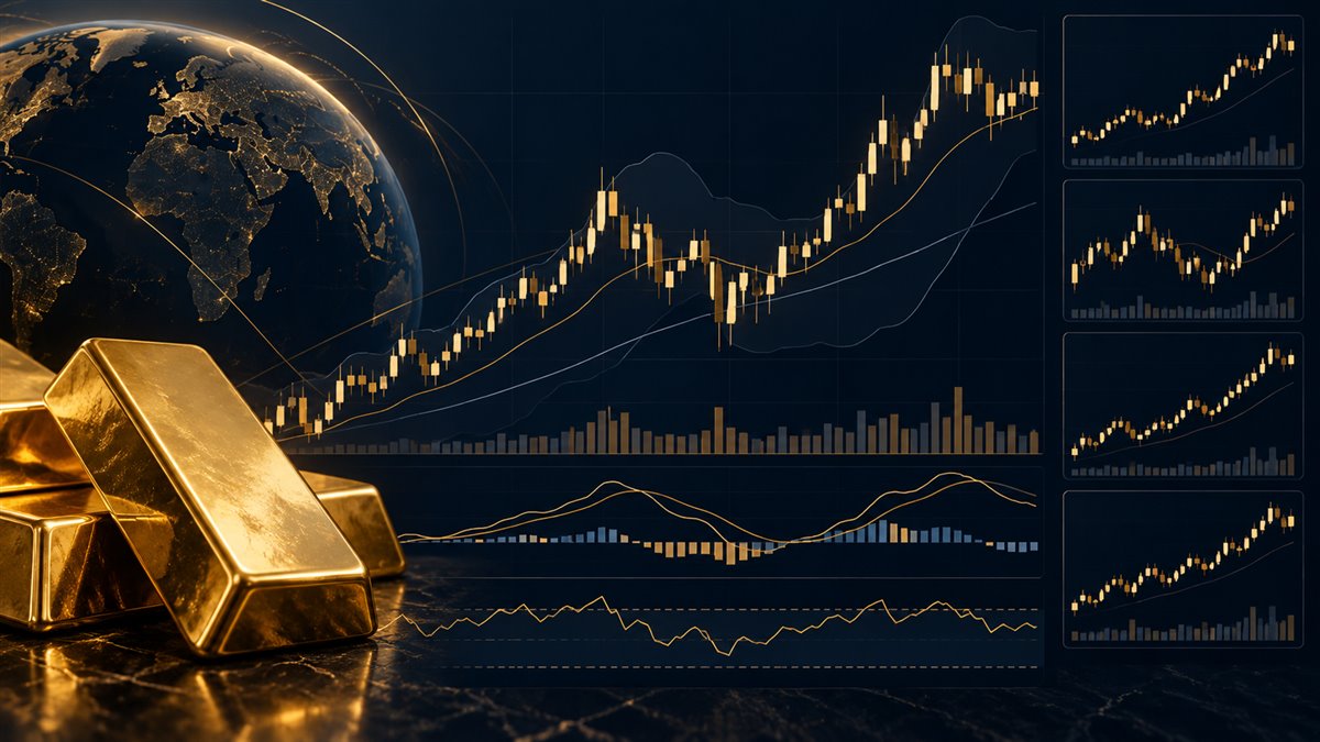 Minh họa chỉ báo vàng XAUUSD với biểu đồ và các khung thời gian