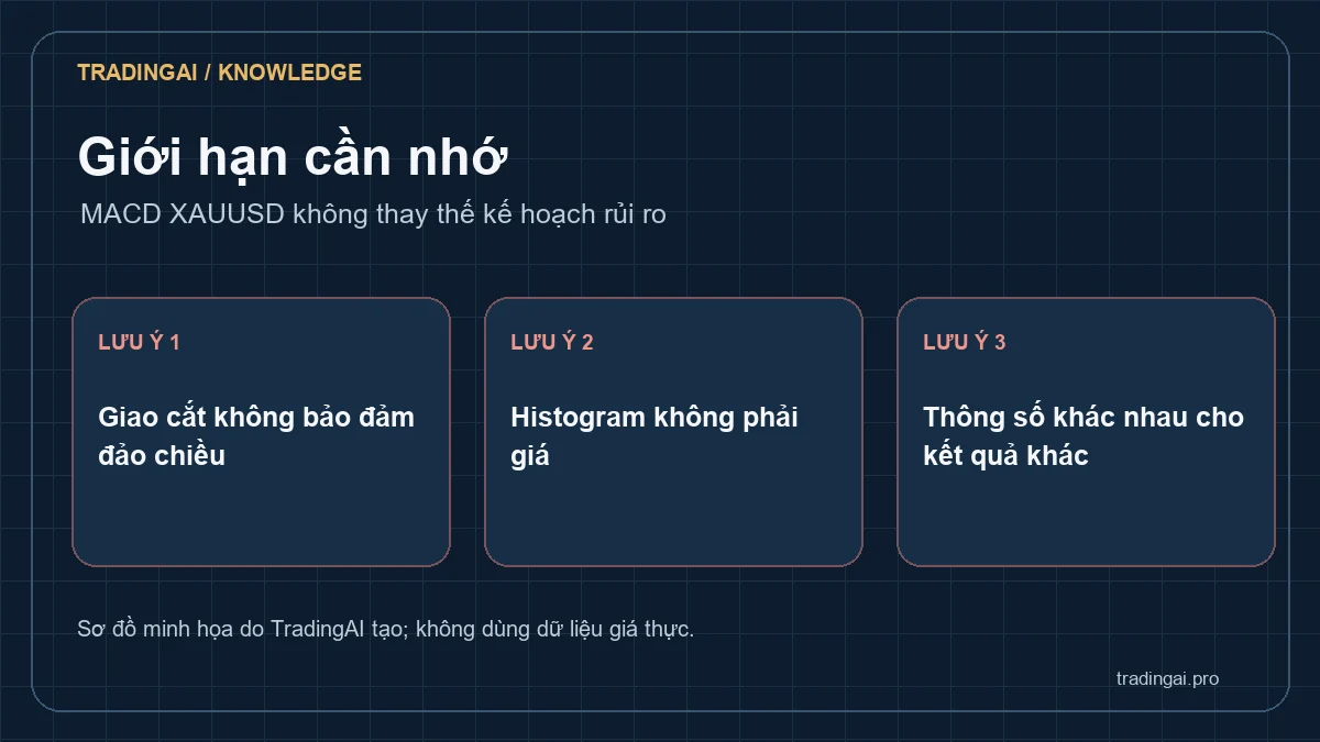 Ba giới hạn MACD: giao cắt không chắc đảo chiều, histogram không phải giá, thông số thay đổi kết quả
