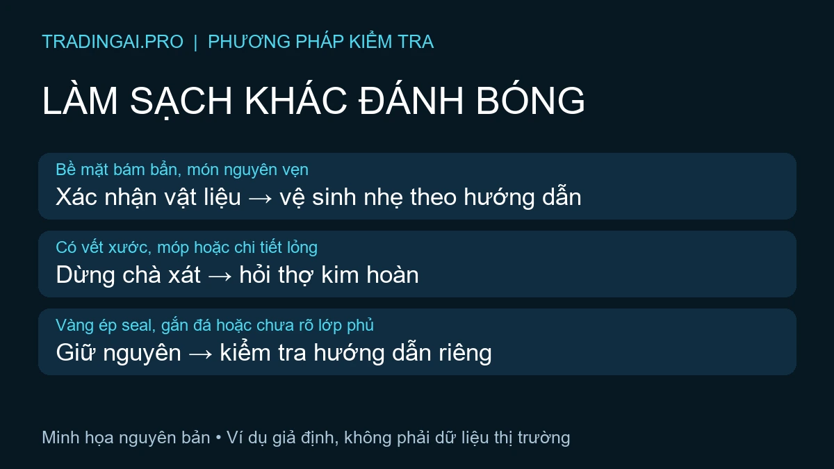 Cách làm sáng vàng 9999: cây quyết định theo cặn bẩn, tổn thương và vật liệu