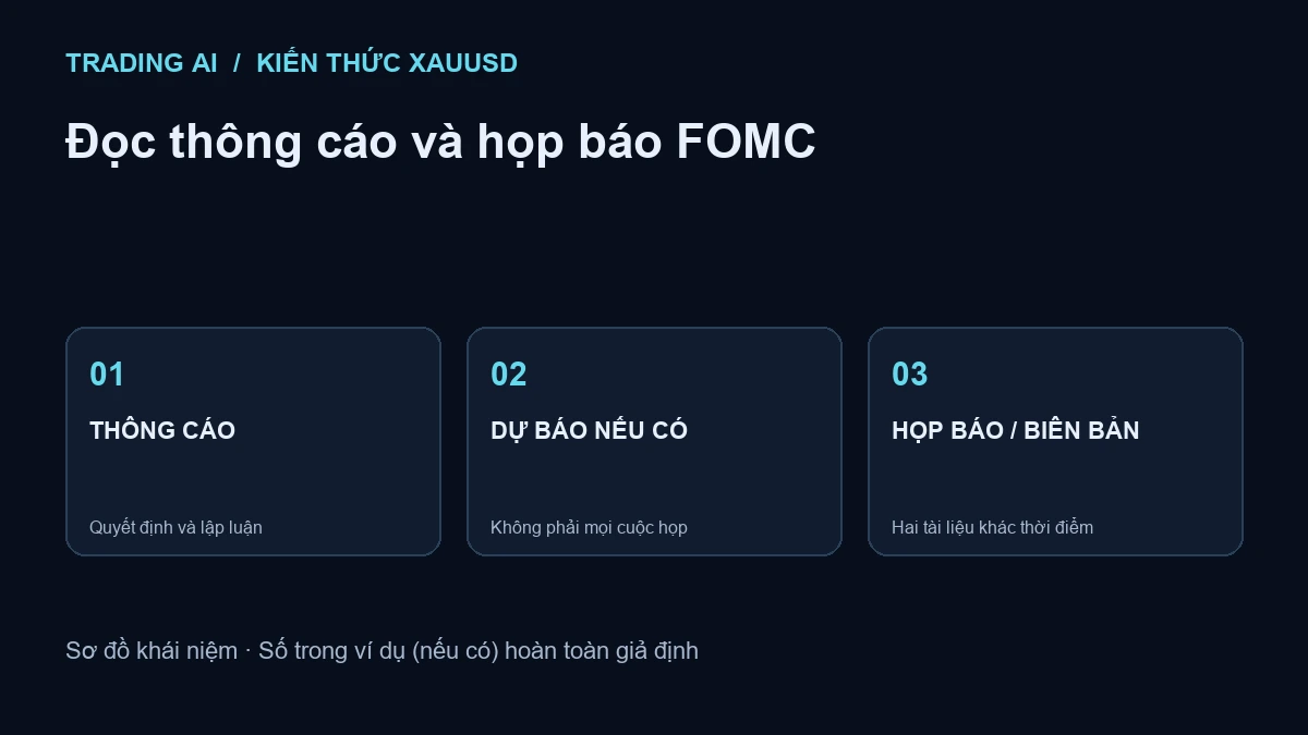 Sơ đồ đọc thông cáo và họp báo FOMC: Quyết định và lập luận; Không phải mọi cuộc họp; Hai tài liệu khác thời điểm