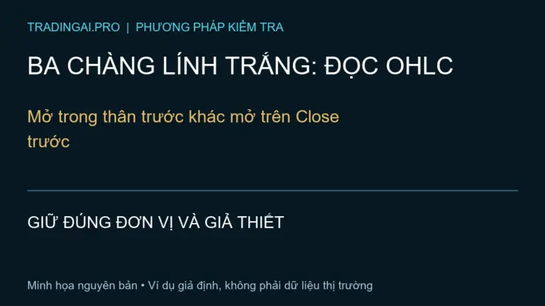 nến ba chàng lính trắng — TradingAI minh họa nguyên bản