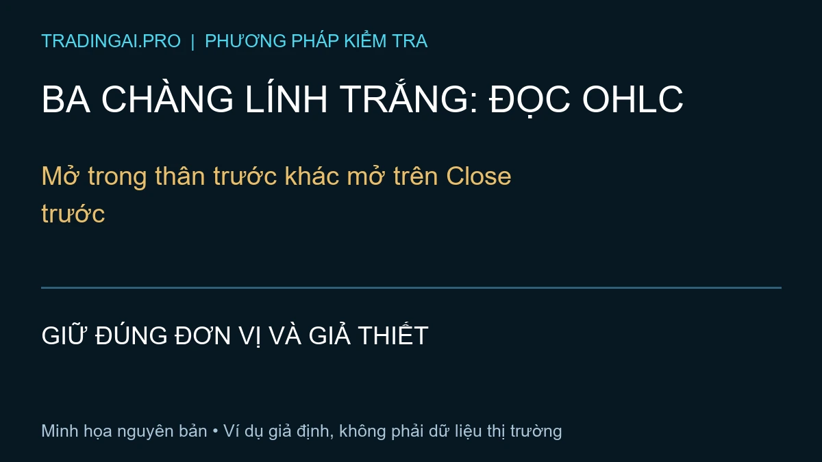 nến ba chàng lính trắng — TradingAI minh họa nguyên bản