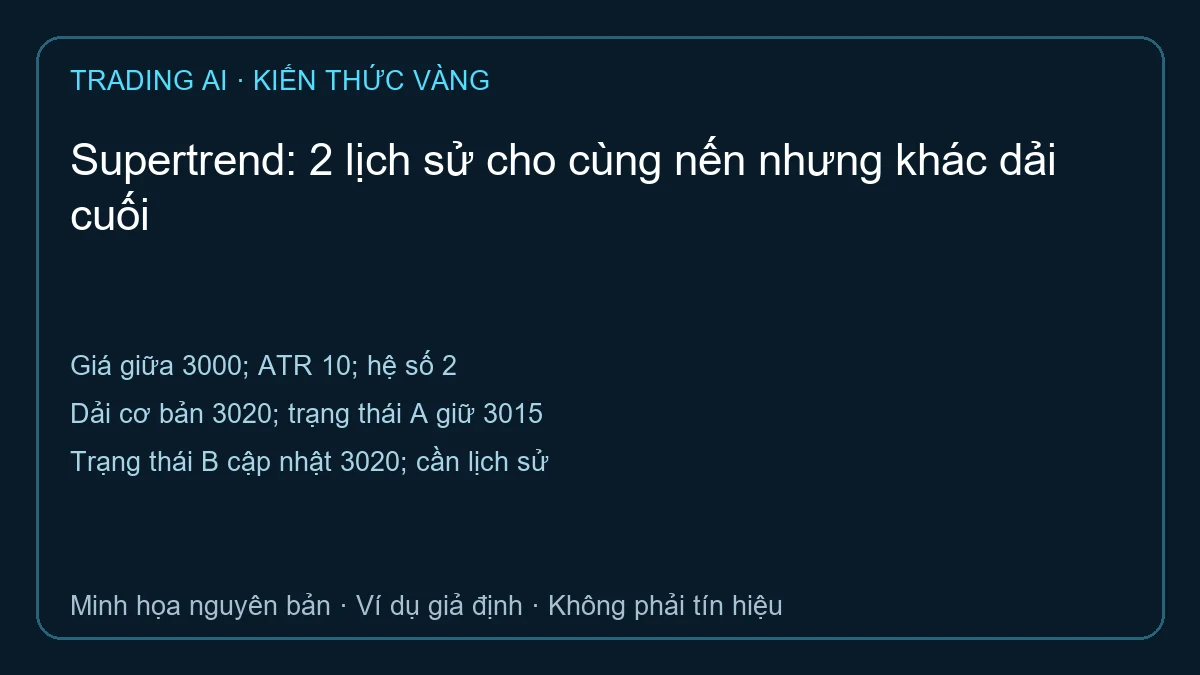 Supertrend — TradingAI minh họa dữ liệu giả định