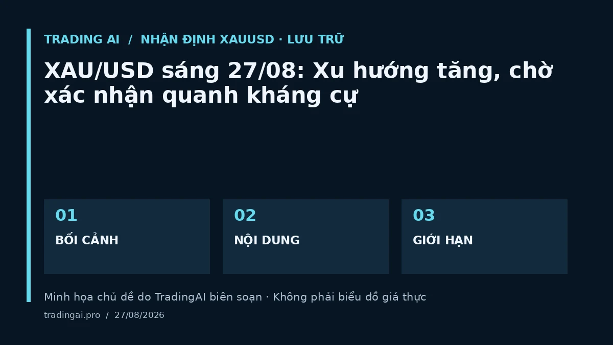 Minh họa chủ đề: XAU/USD sáng 27/08: Xu hướng tăng, chờ xác nhận quanh kháng cự