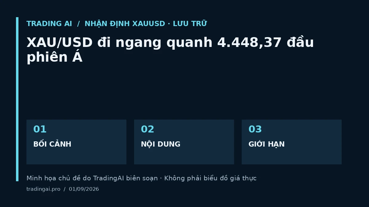 Minh họa chủ đề: XAU/USD đi ngang quanh 4.448,37 đầu phiên Á