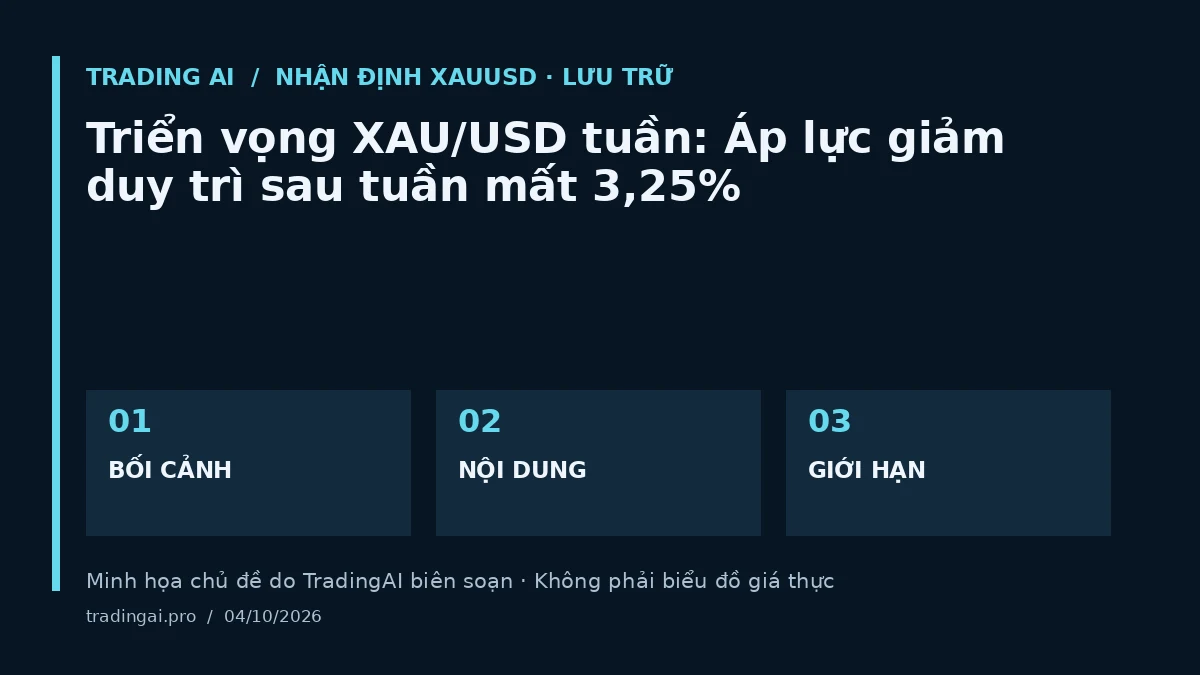 Minh họa chủ đề: Triển vọng XAU/USD tuần: Áp lực giảm duy trì sau tuần mất 3,25%