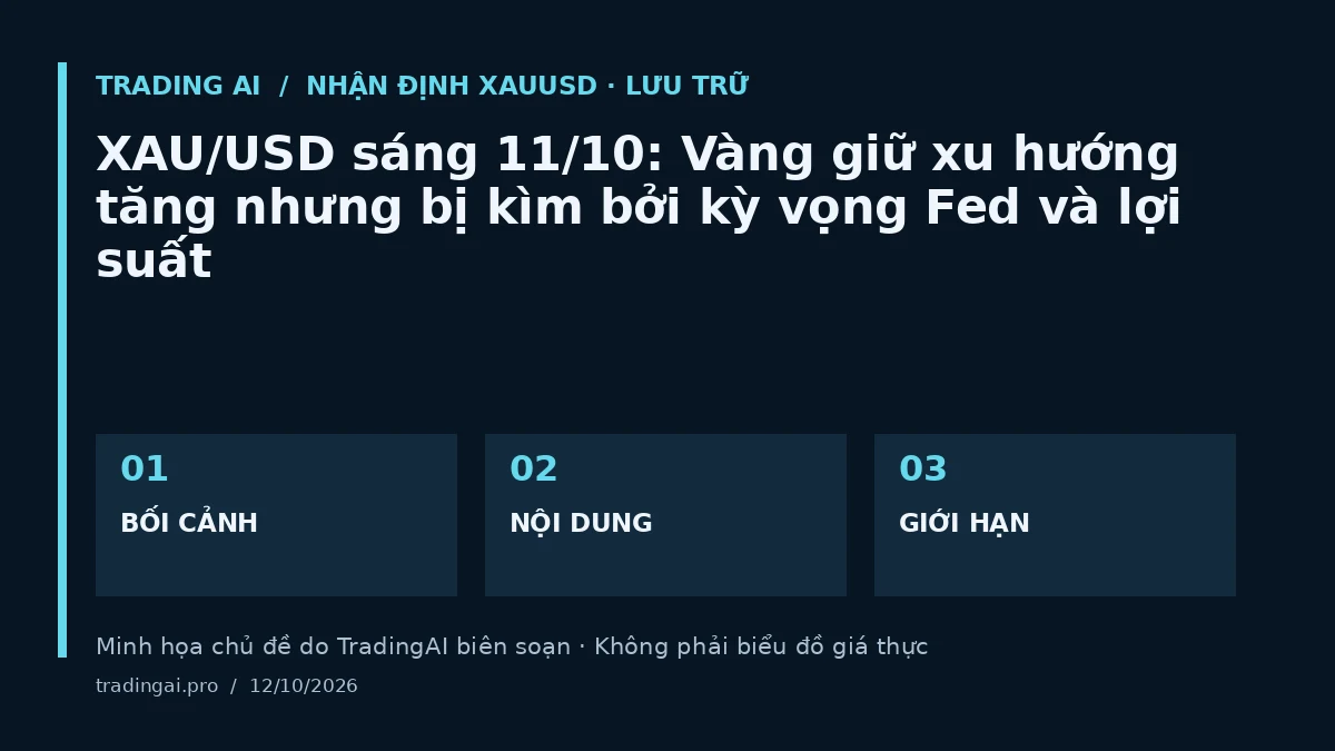 Minh họa chủ đề: XAU/USD sáng 11/10: Vàng giữ xu hướng tăng nhưng bị kìm bởi kỳ vọng Fed và lợi suất