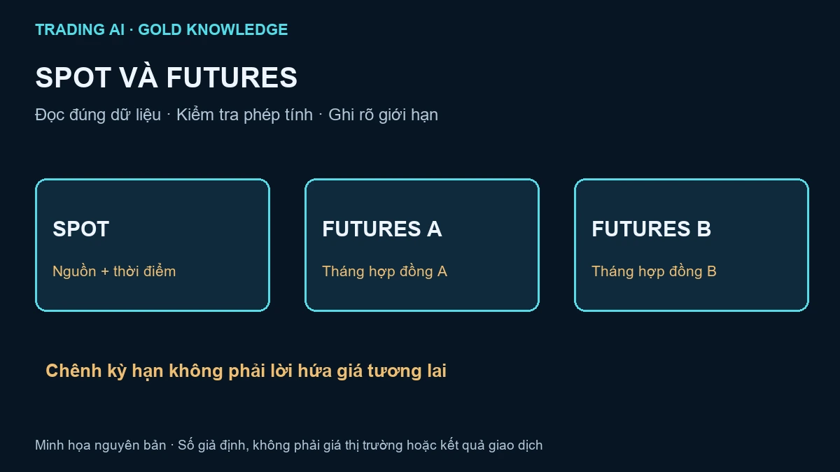 vàng giao ngay và vàng tương lai — sơ đồ giáo dục nguyên bản, không phải báo giá