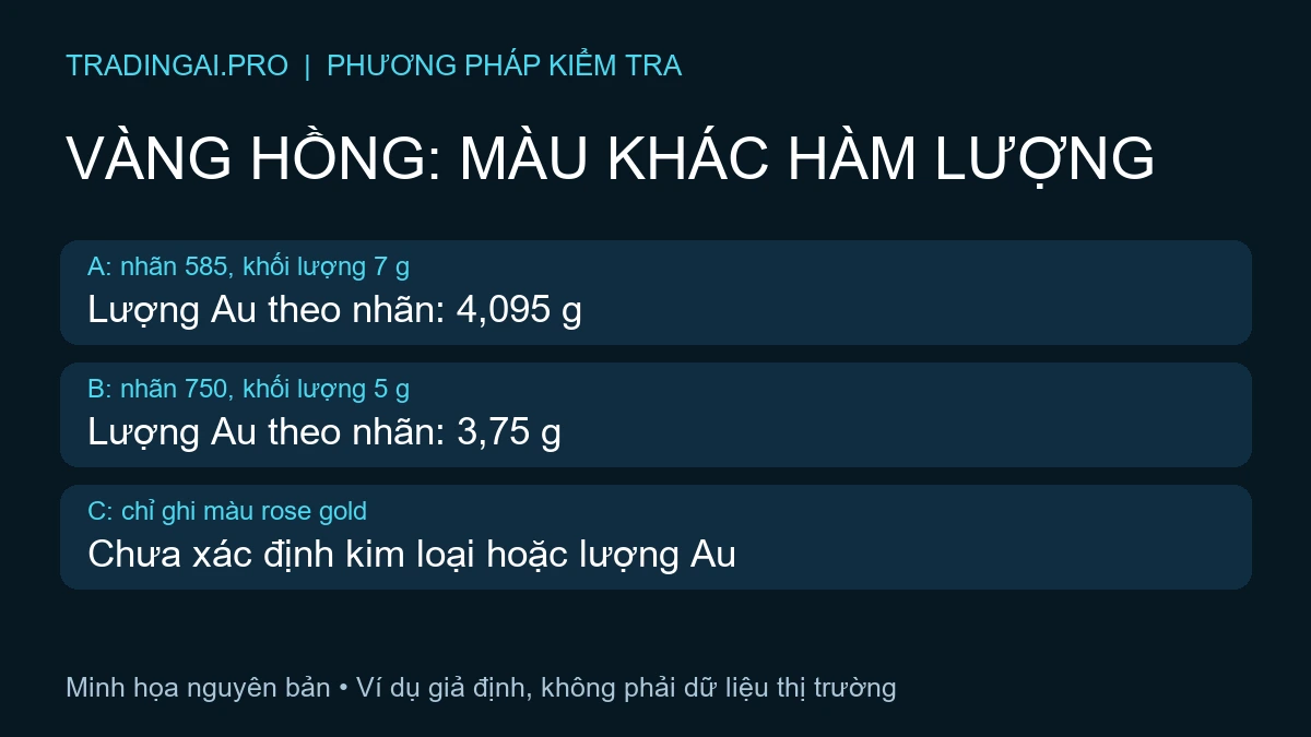 Vàng hồng: hồ sơ 585 bảy gram và 750 năm gram giả định